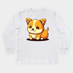 Cute Corgi Kids Long Sleeve T-Shirt